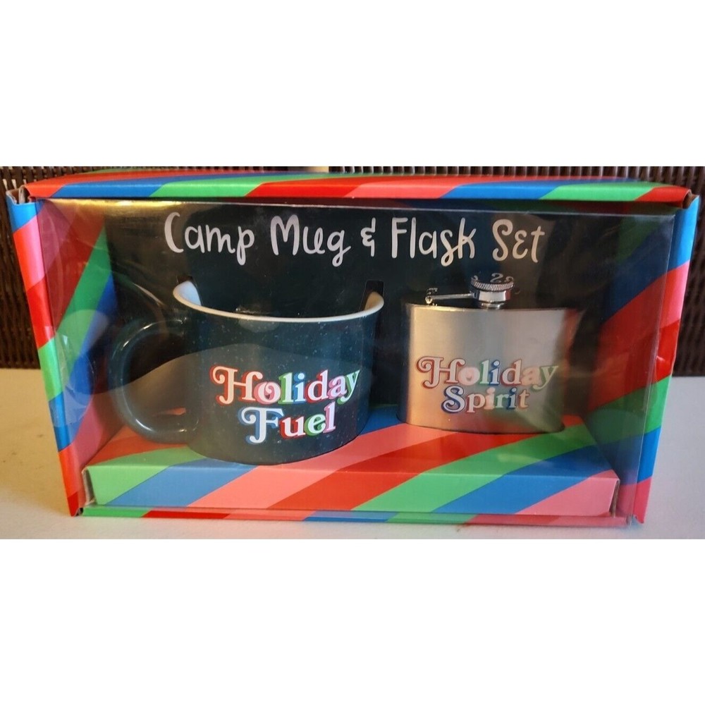 Camp Mug and Flask Set Holiday Fuel Camping Cabin Gift Idea